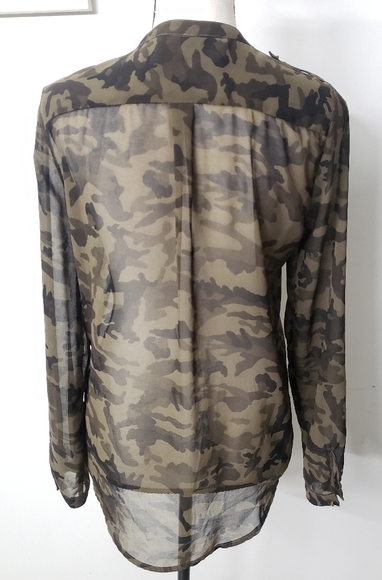 Zara basic camo sheer shirt sz. S - Picture 5 of 6